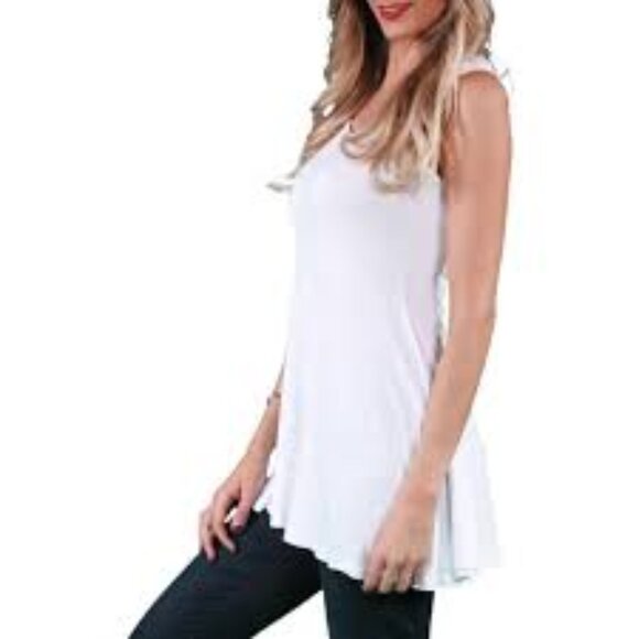 24/7 Comfort Apparel Women's Sleeveless Tunic Tank White New Size 1X - Picture 1 of 2